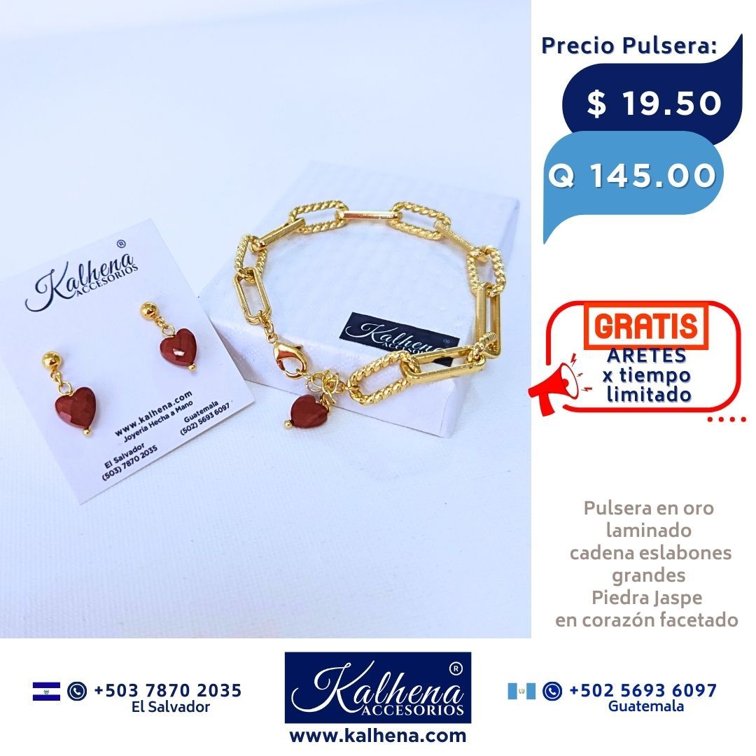 Pulsera cadena eslabones grandes en oro laminado