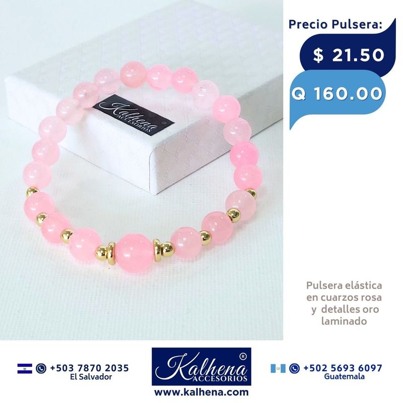 Pulsera piedra natural cuarzos rosa Pulsera piedra natural cuarzos rosa