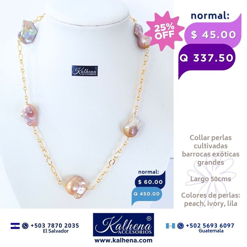 Collar perlas cultivadas barrocas exóticas tono ivory Collar perlas cultivadas barrocas exóticas tono ivory