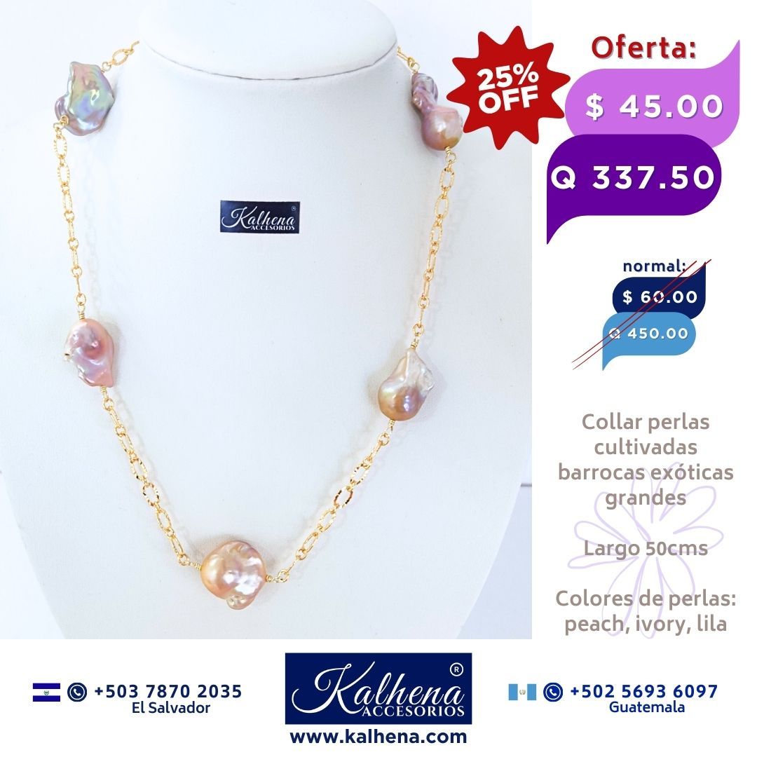 Collar perlas cultivadas barrocas exóticas tono ivory