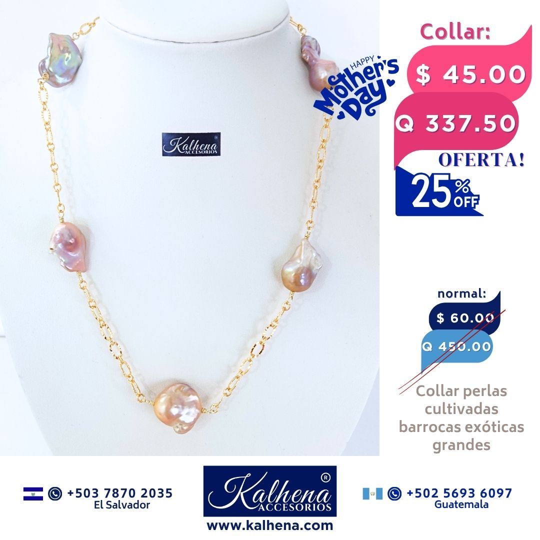 Collar perlas cultivadas barrocas exóticas tono ivory