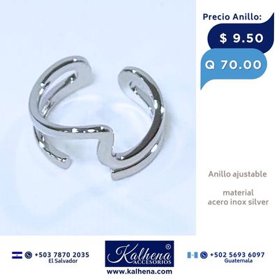 Anillo ajustable en acero inox silver