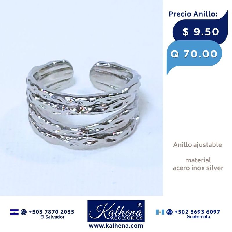 Anillo ajustable en acero inox silver