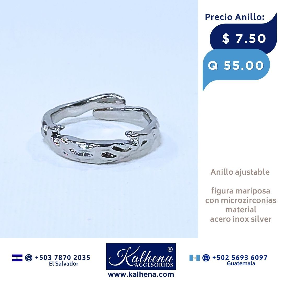 Anillo ajustable en acero inox silver