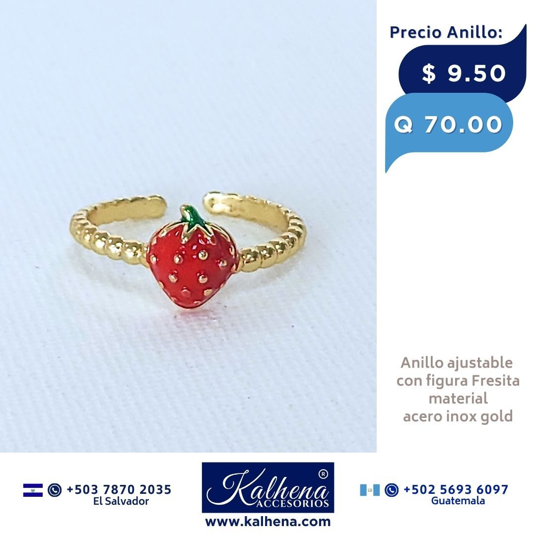 Anillo ajustable con figura Fresita