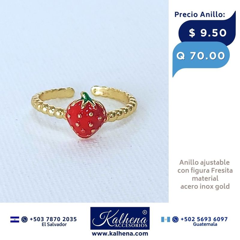 Anillo ajustable con figura Fresita