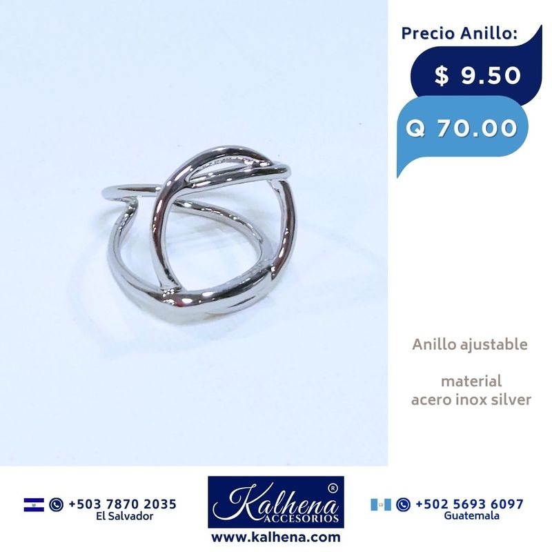 Anillo ajustable en acero inox silver
