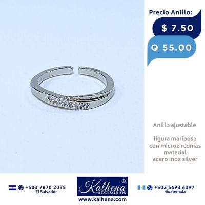Anillo ajustable en acero inox silver