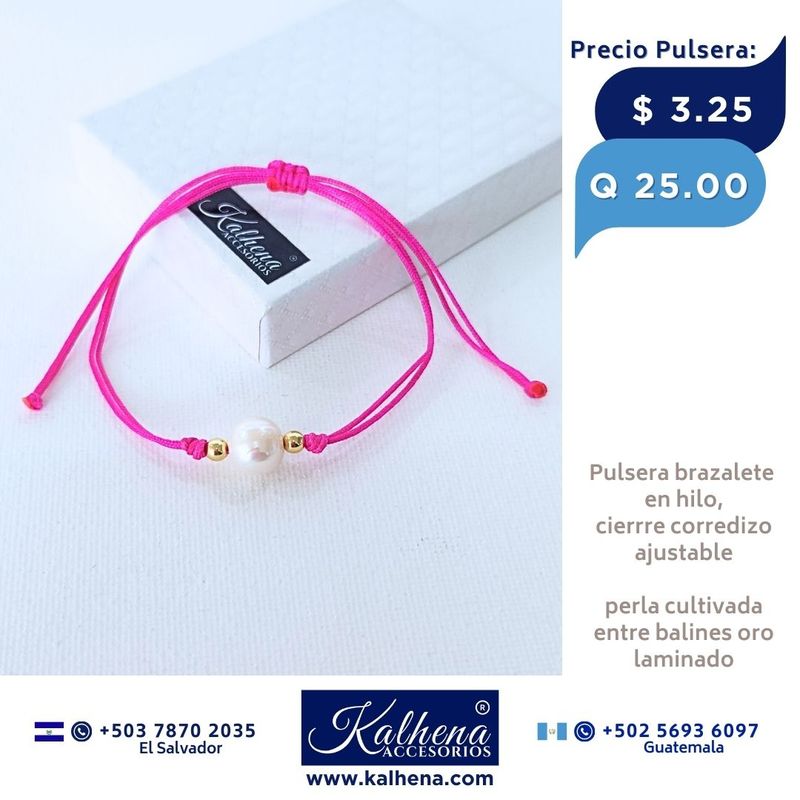 Pulsera brazalete en hilo con perla cultivada