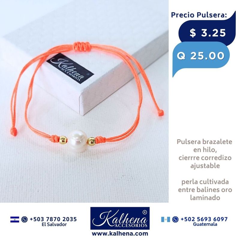 Pulsera brazalete en hilo con perla cultivada