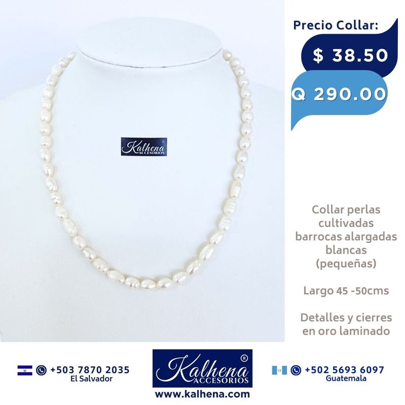 Collar perlas cultivadas barrocas alargadas pequeñas Collar perlas cultivadas barrocas alargadas pequeñas