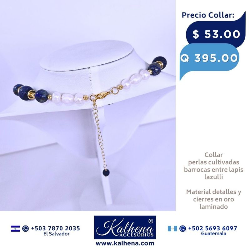 Collar perlas cultivadas barrocas entre lapis lazulli