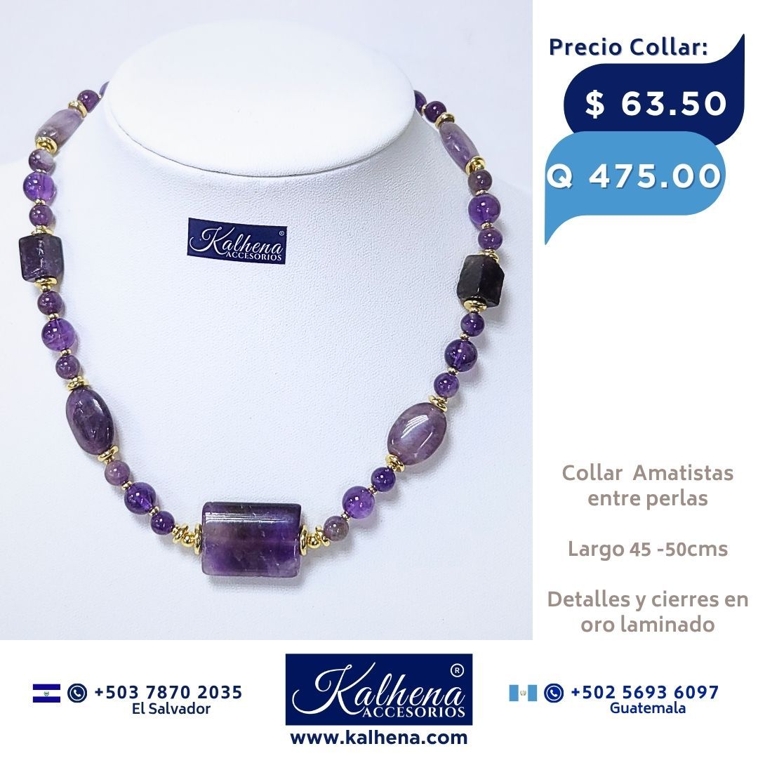Collar Amatistas entre detalles oro laminado