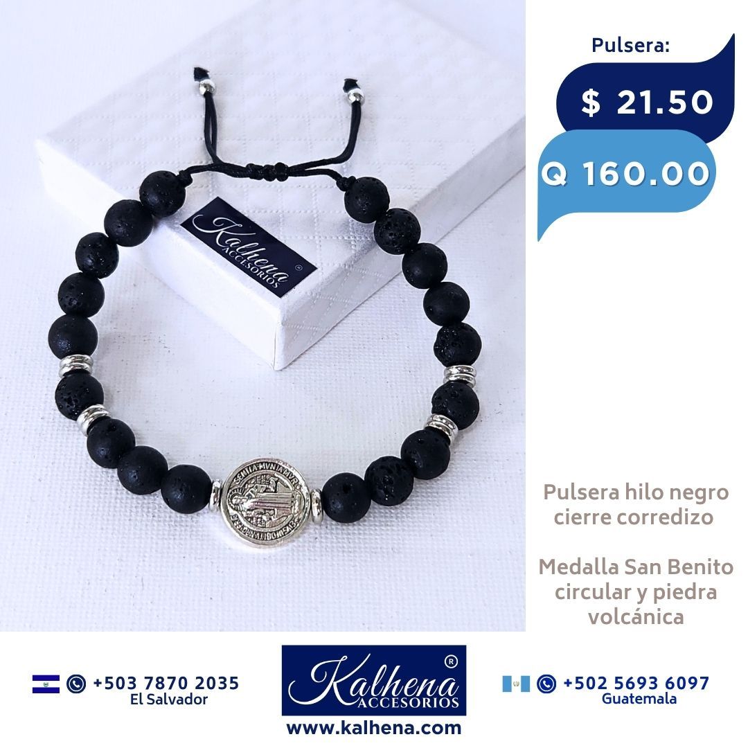 Pulsera Brazalete ojo de tigre y Medalla San Benito