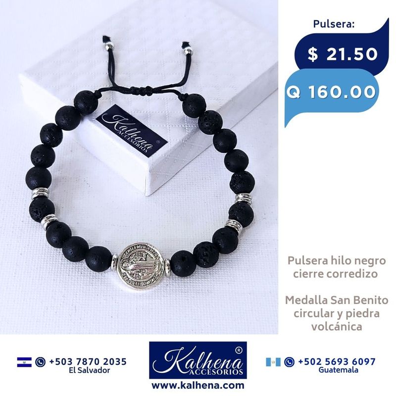 Pulsera Brazalete ojo de tigre y Medalla San Benito