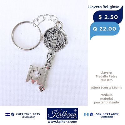 LLavero Medalla San Benito Llave 5cms (plateada) LLavero Medalla San Benito Llave 5cms (plateada)
