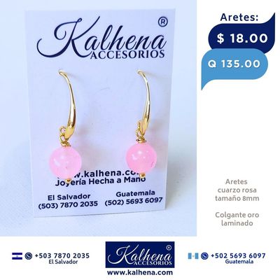 Aretes piedras cuarzo rosa Aretes piedras cuarzo rosa