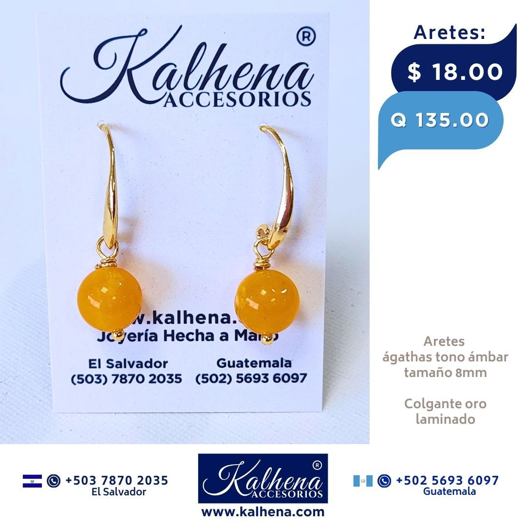 Aretes piedras Agathas tono Ambar