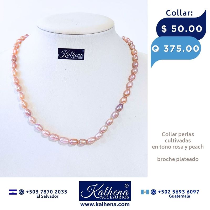Collar perlas cultivadas rosa y lila