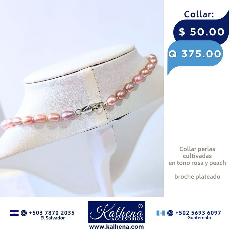 Collar perlas cultivadas rosa y lila