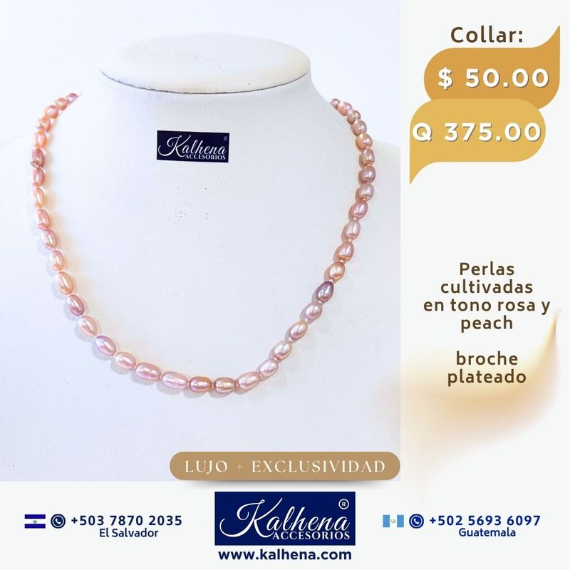 Collar perlas cultivadas rosa y lila