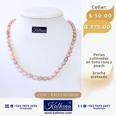 Collar perlas cultivadas rosa y lila