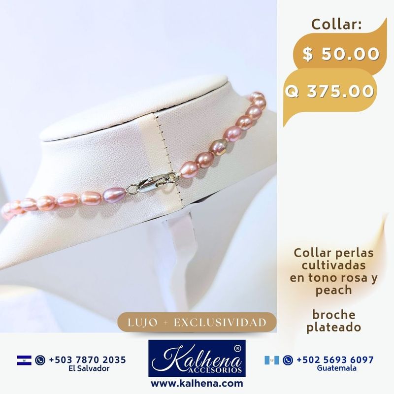 Collar perlas cultivadas rosa y lila