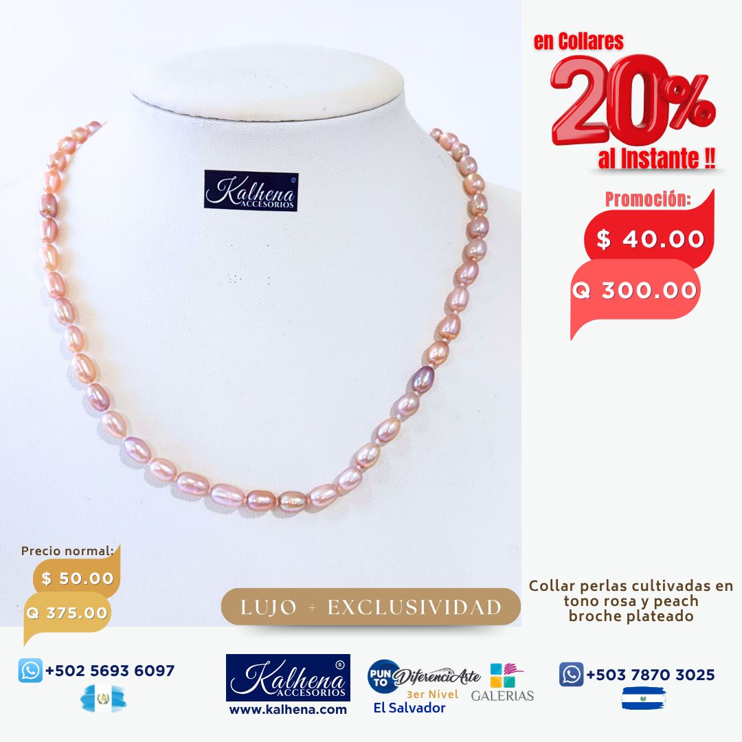 Collar perlas cultivadas rosa y lila