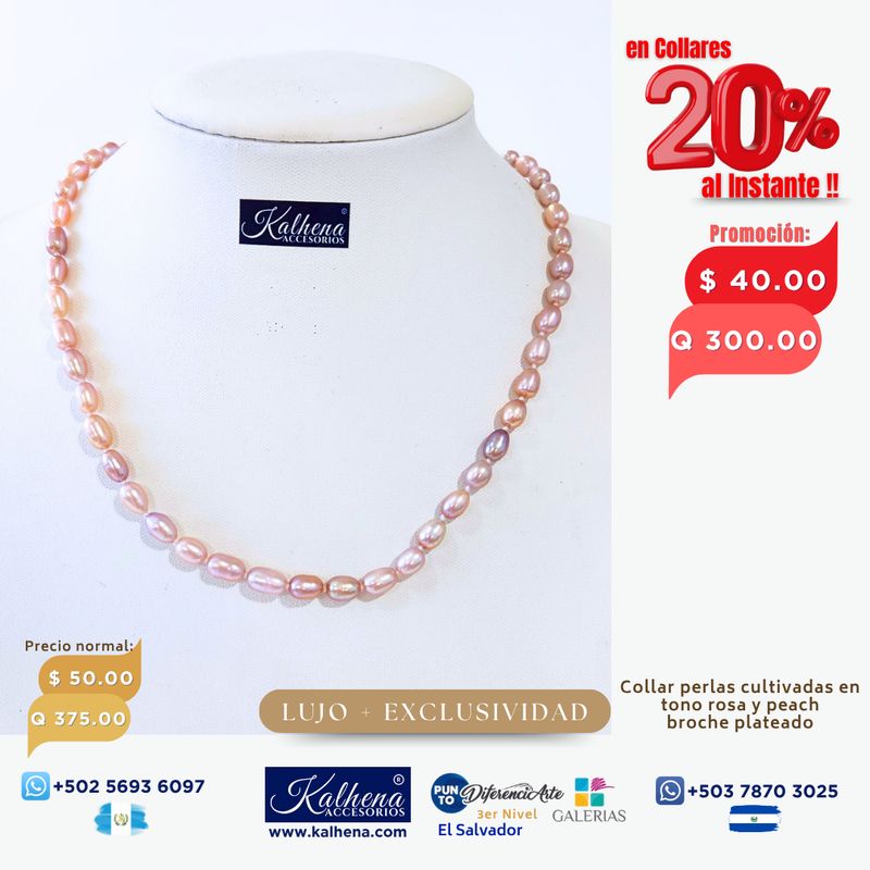 Collar perlas cultivadas rosa y lila