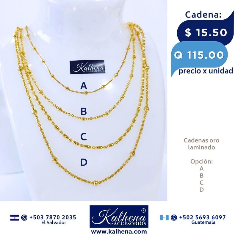 Cadena oro laminado largo 43cms aprox (4 opciones)