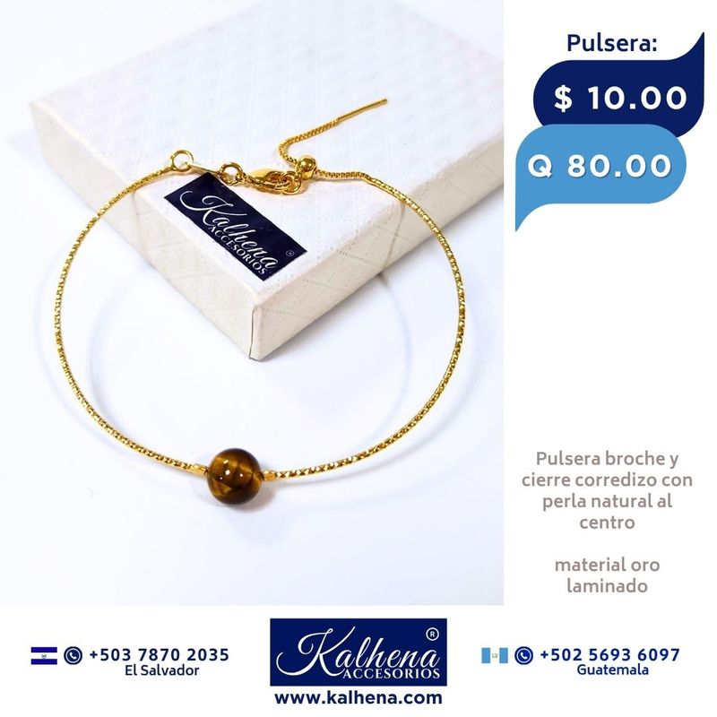 Pulsera cierre corredizo y piedra natural al centro
