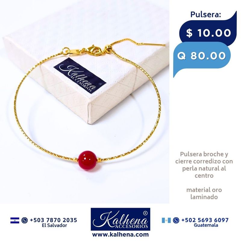 Pulsera cierre corredizo y piedra natural al centro