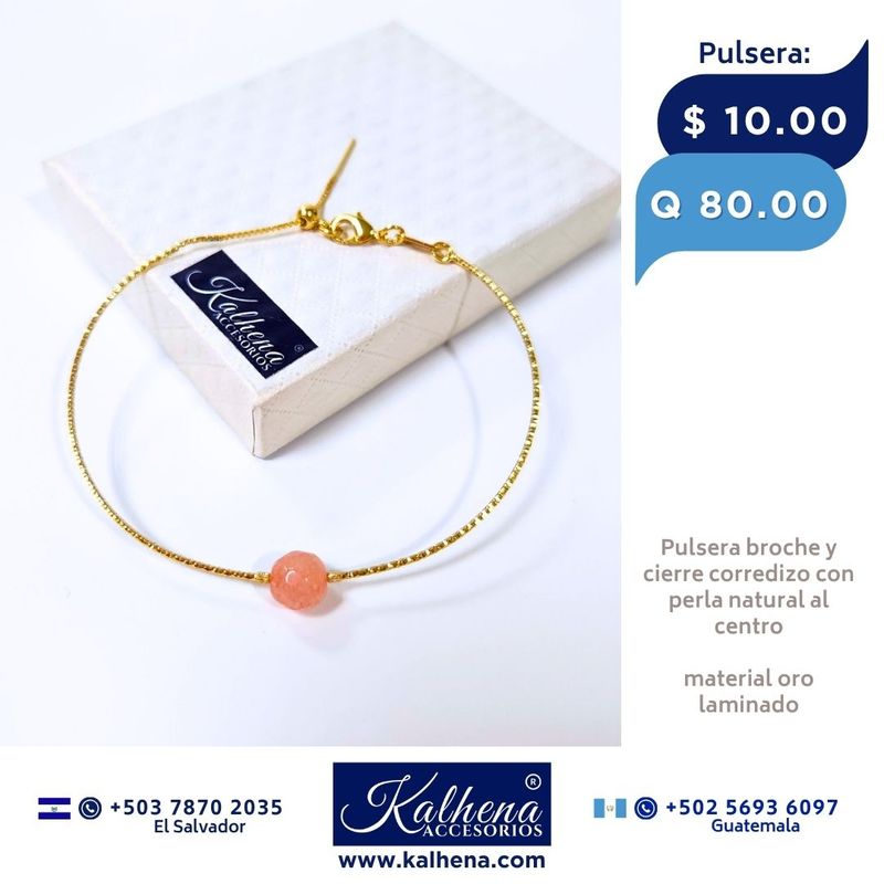 Pulsera cierre corredizo y piedra natural al centro