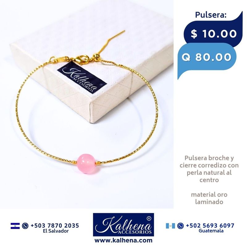 Pulsera cierre corredizo y piedra natural al centro