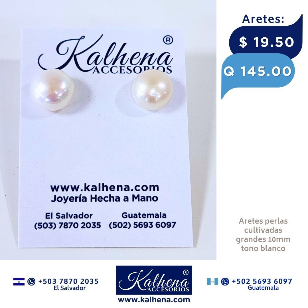 Aretes perla cultivada blanca (grande)