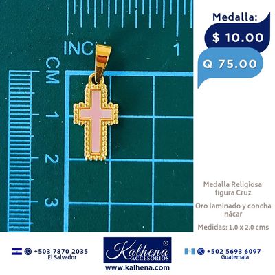 Medalla Cruz y concha nácar al interior