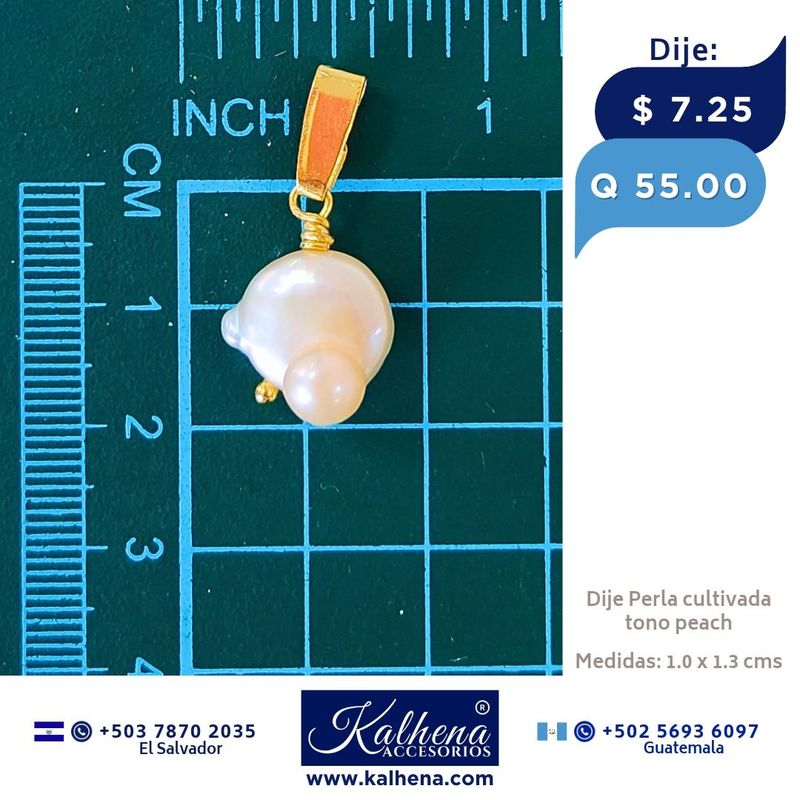 Dije perla cultivada barroca exótica (peach)