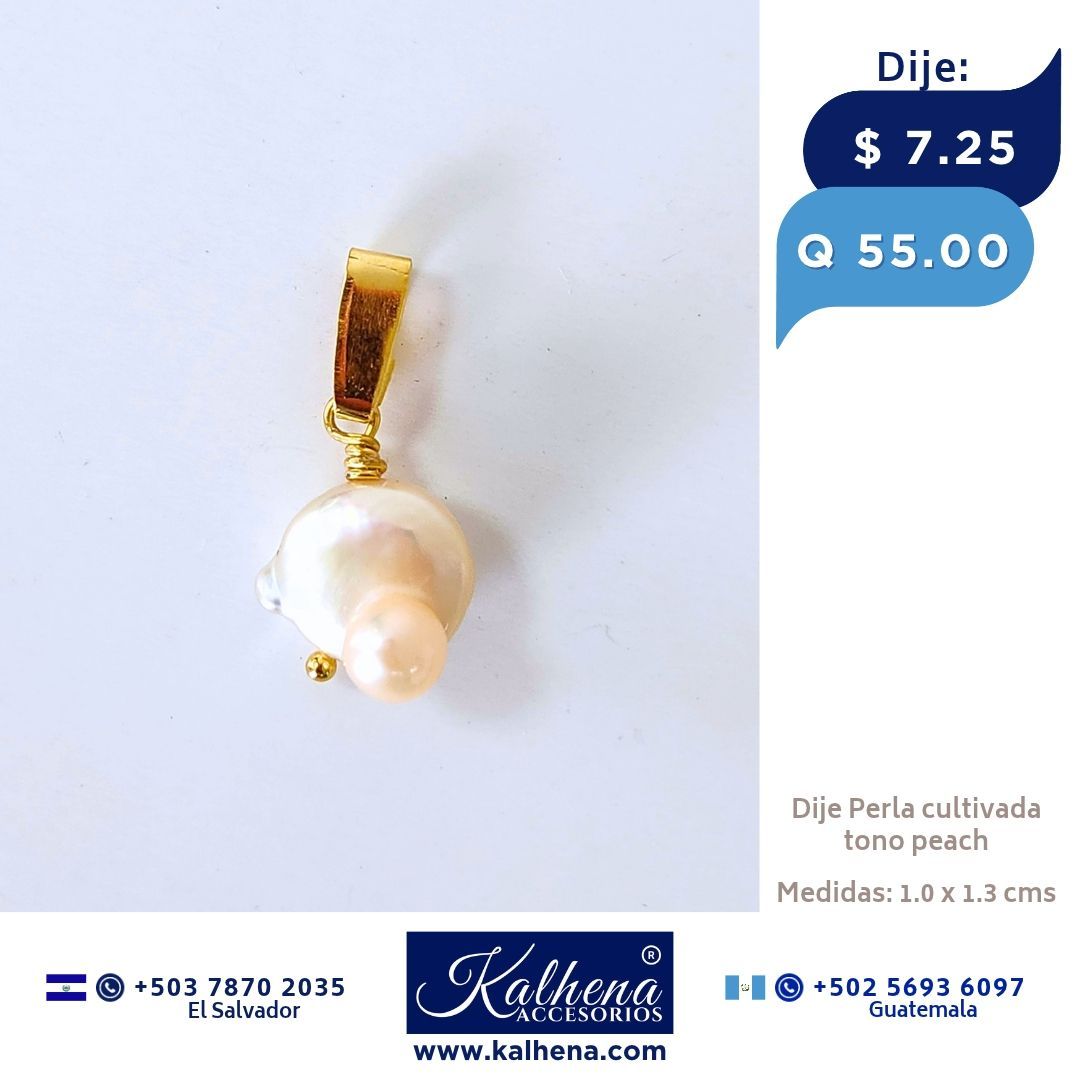 Dije perla cultivada barroca exótica (peach)