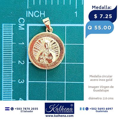 Medalla Religiosa Virgen de Guadalupe (circular)