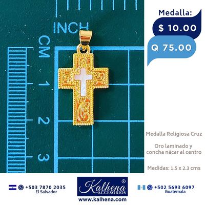 Medalla Cruz y concha nácar al interior