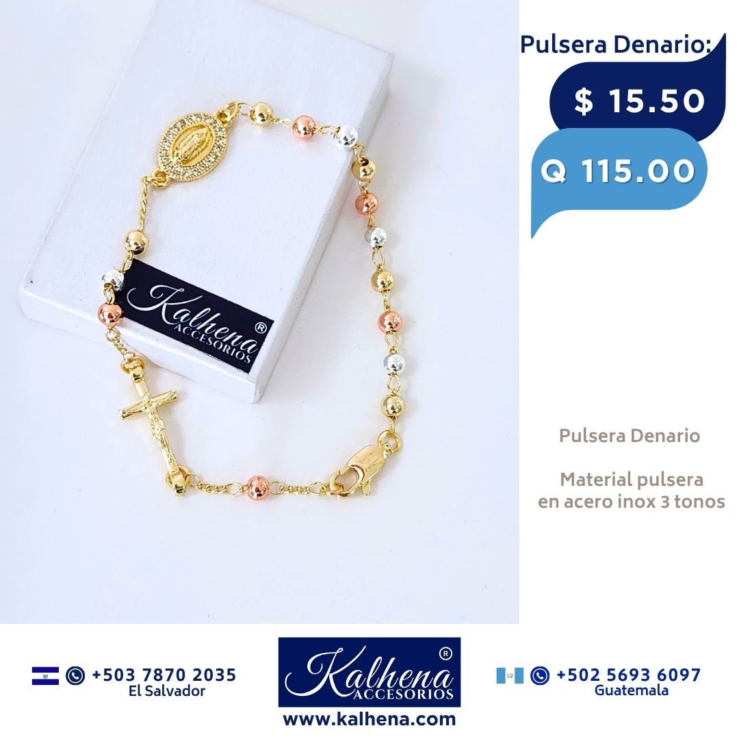 Pulsera Denario acero inox 3 tonos