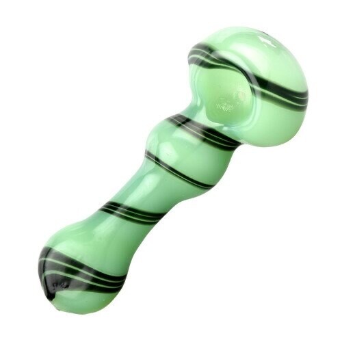 Dark Candy Cane Green Swirl Spoon Pipe