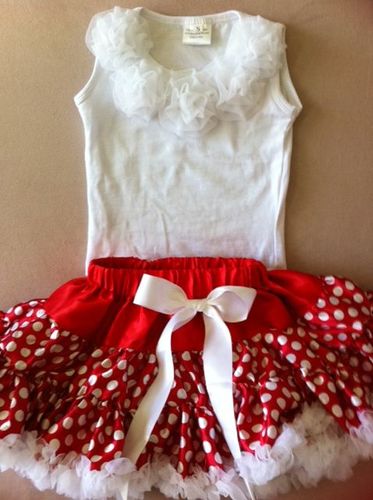Red Satin Polka Dot Pettiskirt Set