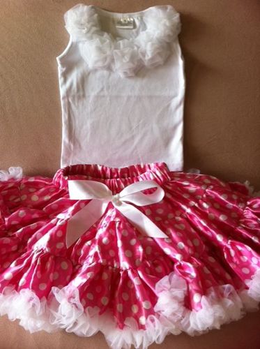 Pink Satin Polka Dot Pettiskirt Set