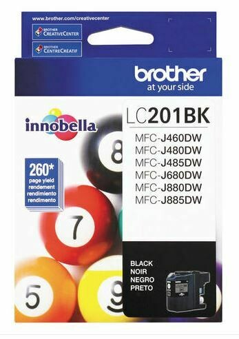 Cartouche d&#39;encre Brother LC201BK, rendement élevé, noir