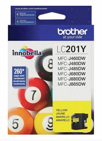 Cartouche d&#39;encre Brother LC201Y, rendement élevé, jaune