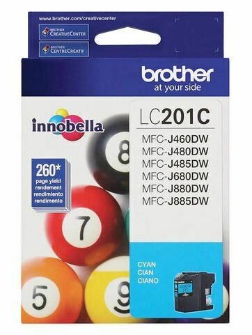 Cartouche d&#39;encre Brother LC201C, rendement élevé, cyan