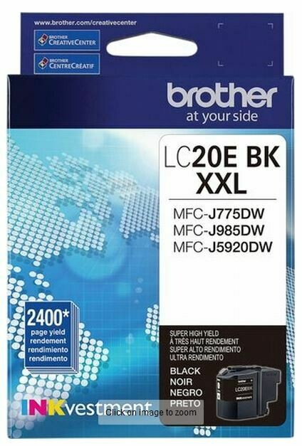 Brother cartouche d&#39;encre noir  LC20E, rendement très élevé