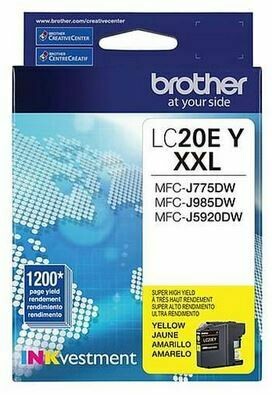 Brother cartouche d&#39;encre jaune  LC20E, rendement très élevé