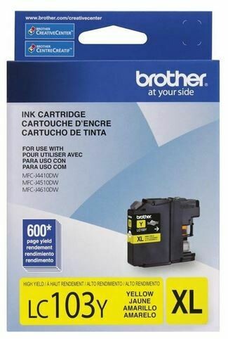 Brother cartouche d&#39;encre jaune LC103Y, rendement élevé